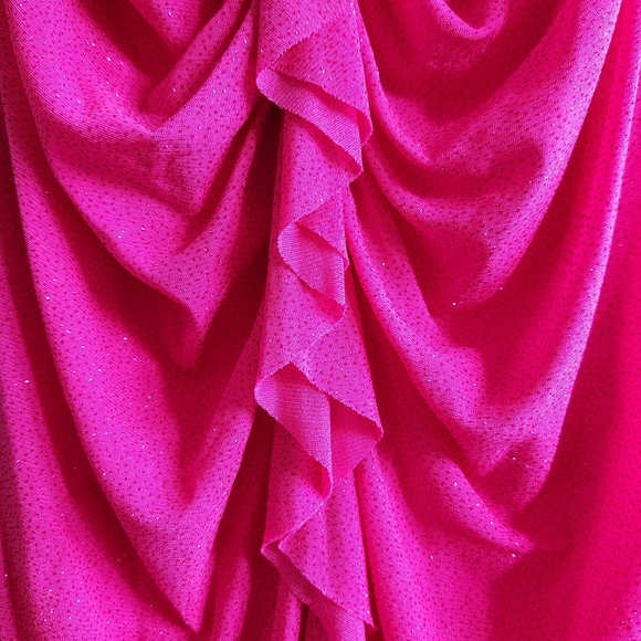 🆕️⬇️Lovely Grace Hot Pink Ruched Glitter Maxi Dress - Picture 16 of 16